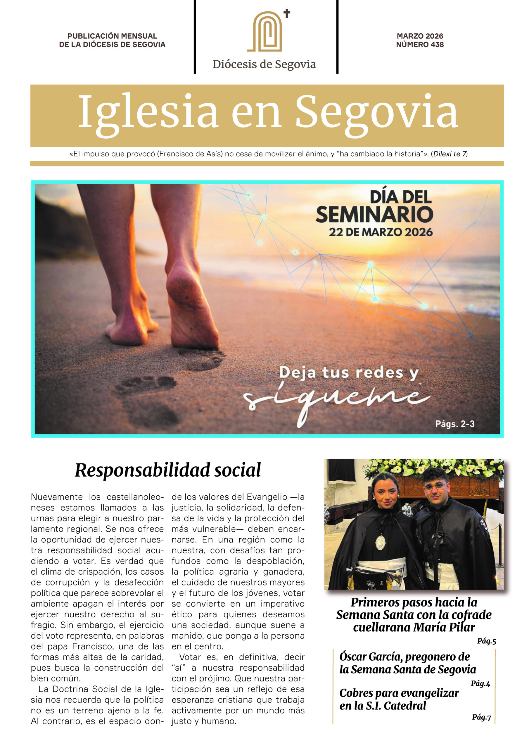 Portada de la revista diocesana Iglesia en Segovia de marzo 2026